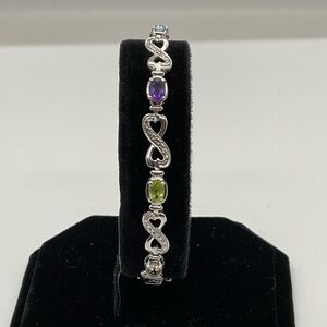 ROSS SIMMONS INFINITY GEMSTONE BRACELET 7.5” Stamped Sterling Silver .925